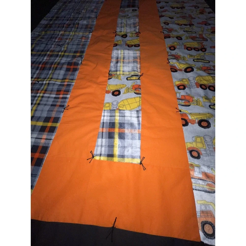 Quilt blanket Throw toddler bedspread cement mixer trucks Plow Construction